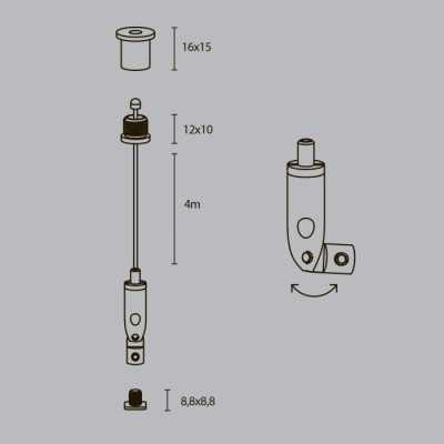 Подвесной комплект Радиусный профиль ALM-3535R-P-4M